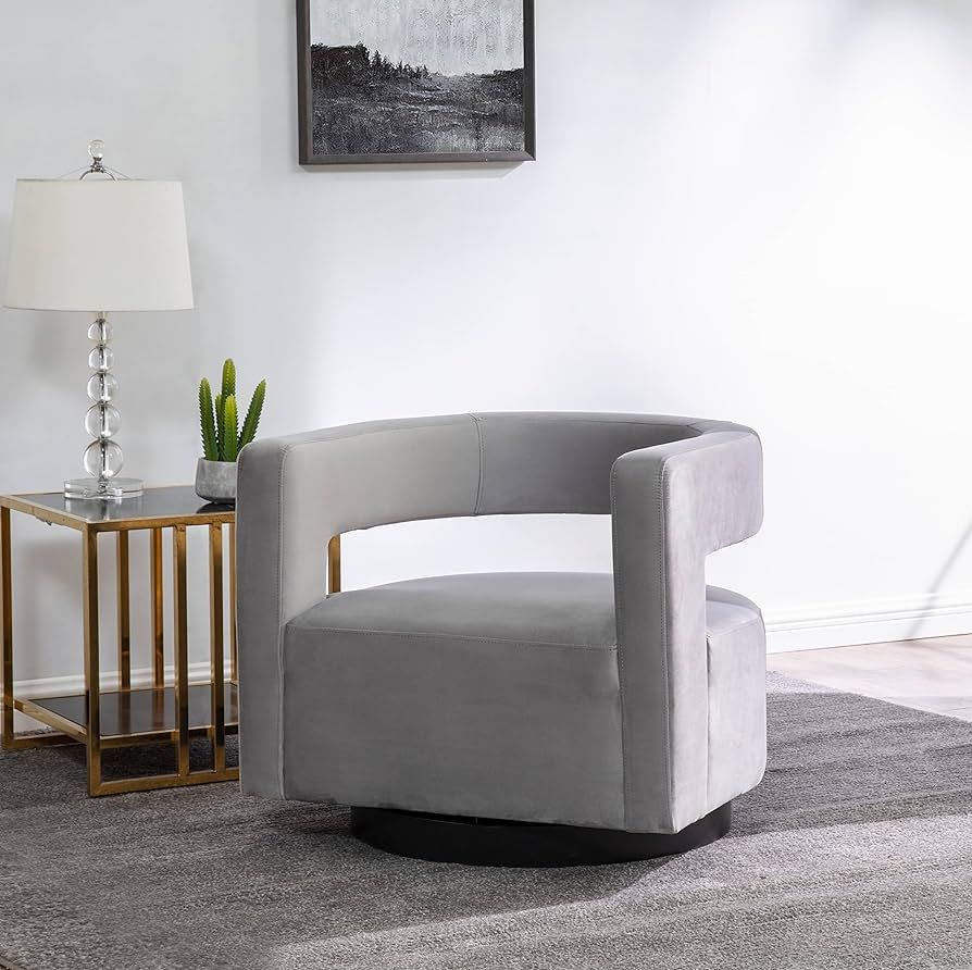 Safavieh Couture Home Collection Edgar Light Grey Velvet Upholstered Swivel Living Room Vanity Bedroom Office Study Chair (Fully Assembled) SFV4764B | Amazon (US)