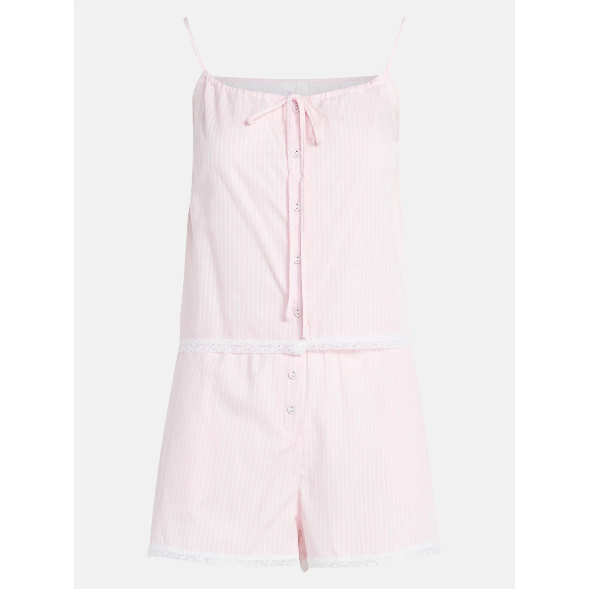Joyspun Women's Poplin Cami and Shorts Sleep Set with Lace Trim, 2-Piece, Sizes XS-3X | Walmart (US)