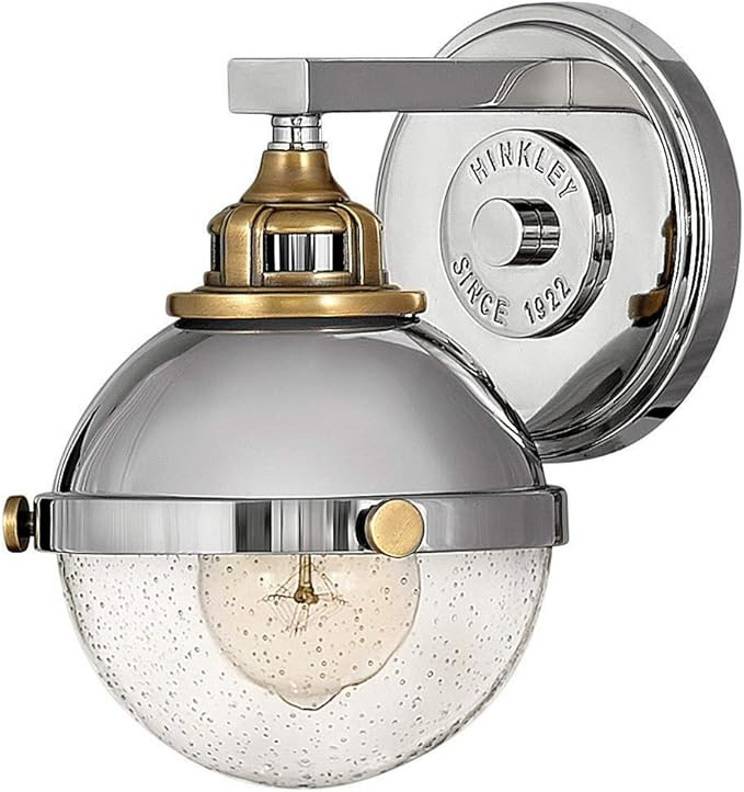 Hinkley Fletcher Collection One Light Bathroom Vanity Fixture, Polished Nickel with Clear Seedy G... | Amazon (CA)
