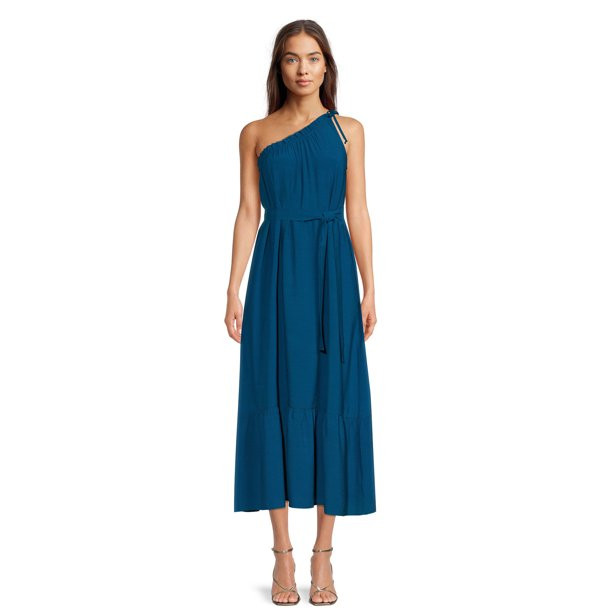 Time and Tru Women's One Shoulder Maxi Dress | Walmart (US)