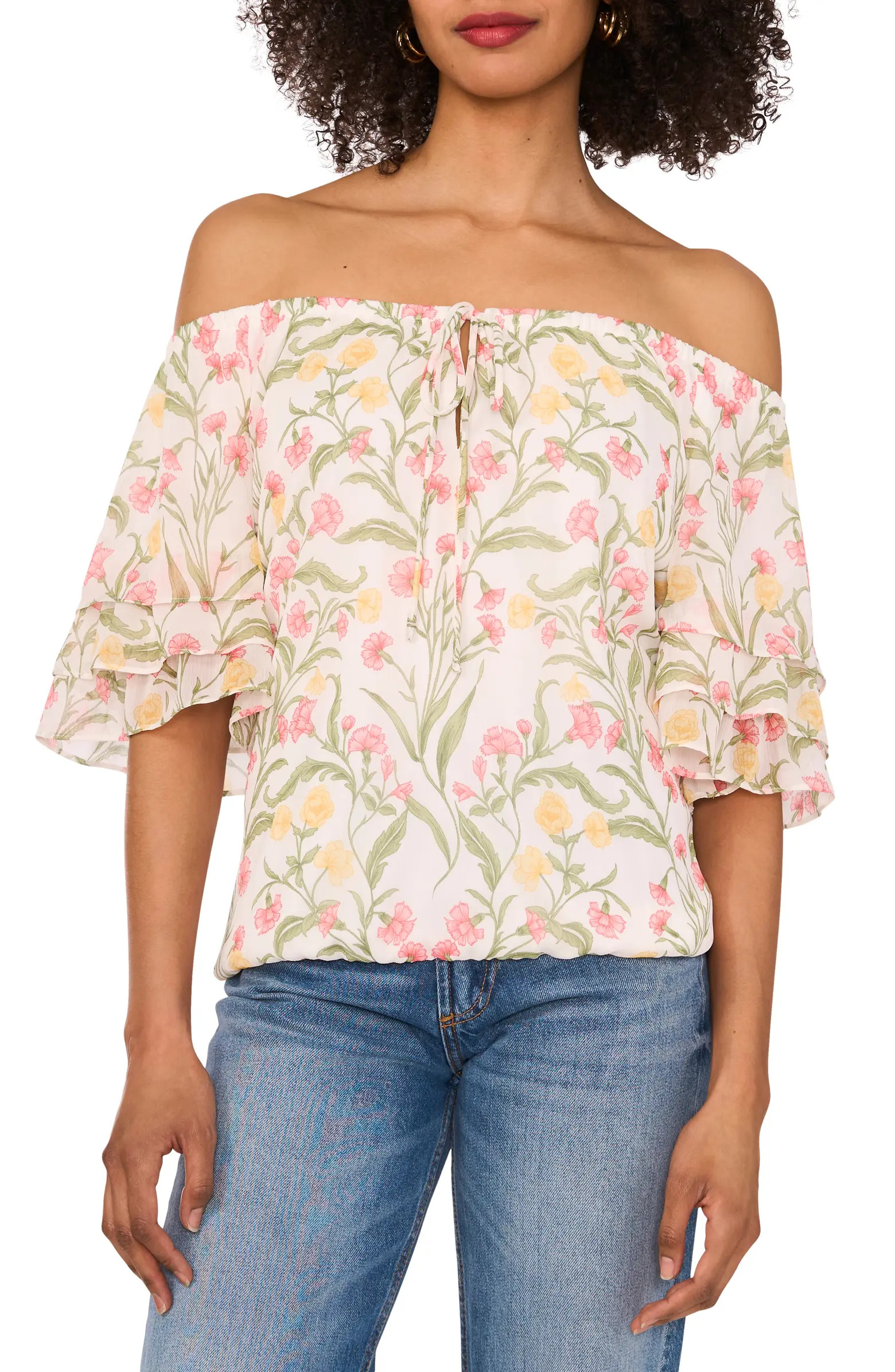 Off the Shoulder Flutter Sleeve Shirt | Nordstrom