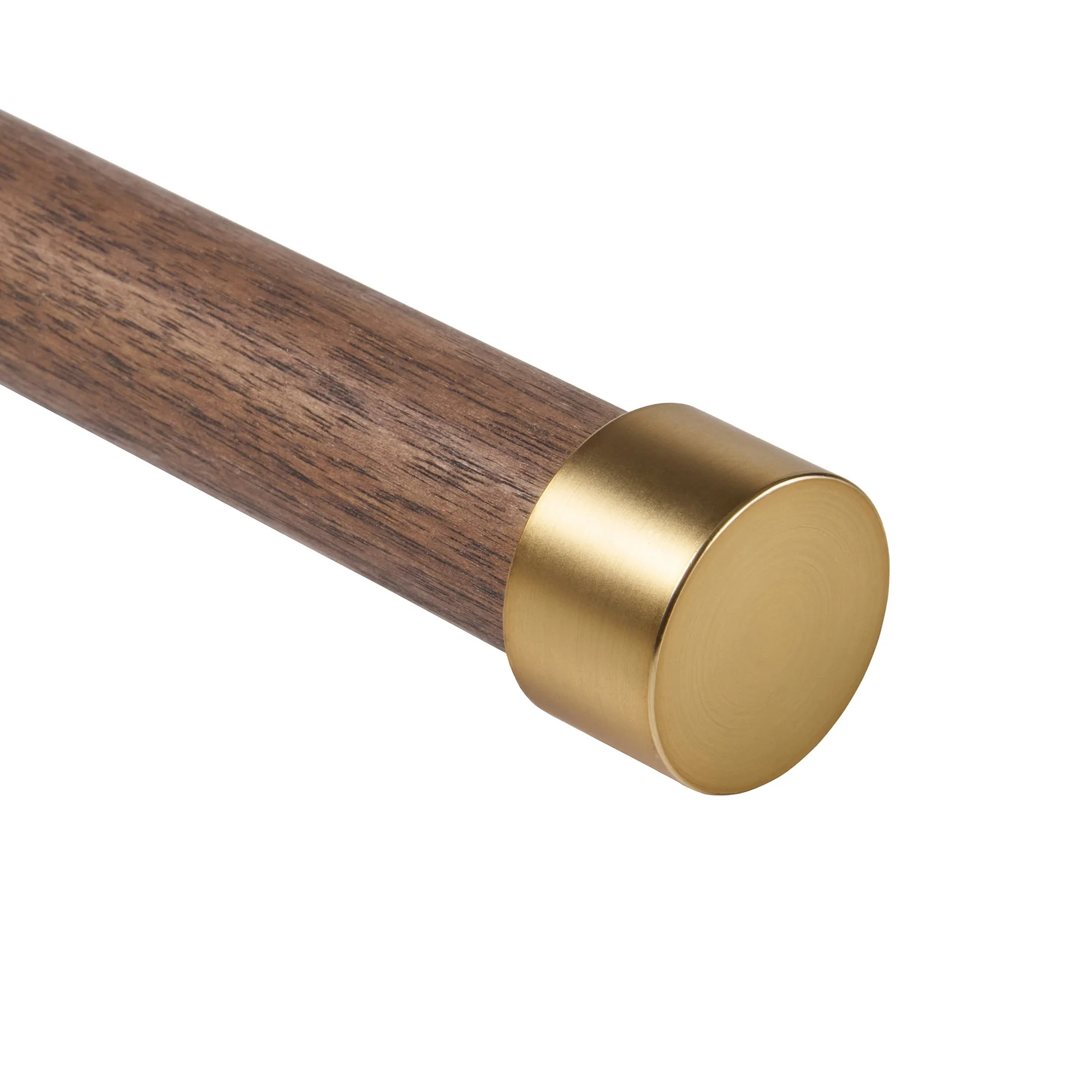 Better Homes & Gardens 1” Walnut Wood and Brass Endcap Adjustable Single Curtain Rod, 32-120” | Walmart (US)
