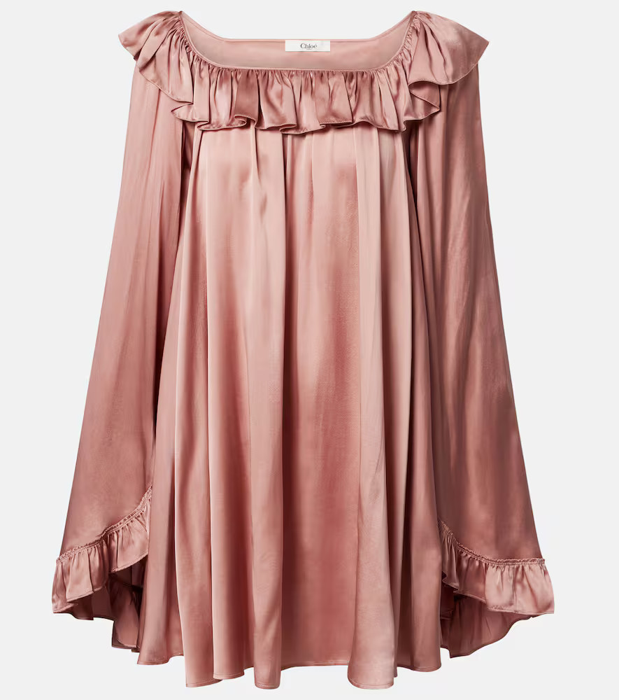 ChloÃ© Ruffled silk satin minidress | Mytheresa (US/CA)