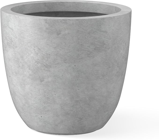Kante 18 Inch Dia Round Concrete Planter, Indoor Outdoor Large Plant Pot with Drainage Hole and R... | Amazon (US)