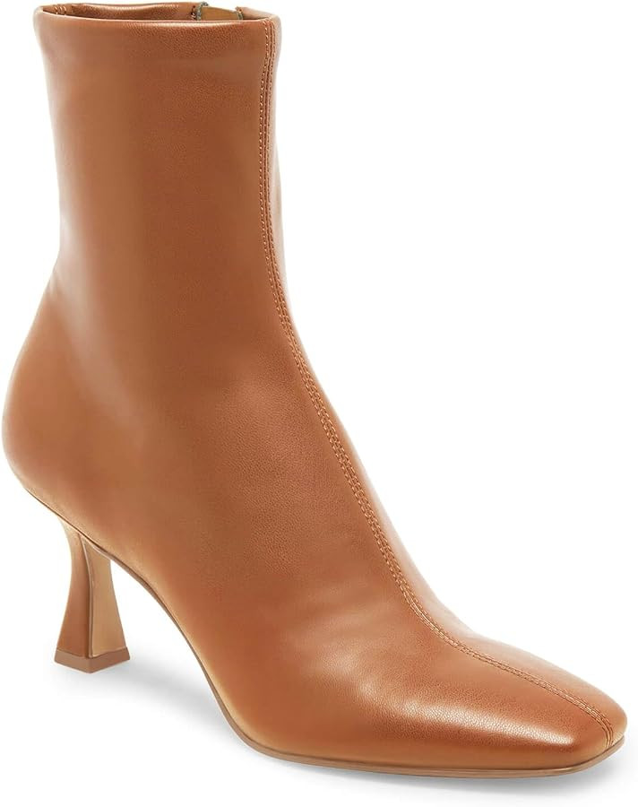 Coutgo Womens Kitten Heel Ankle Boots Square Toe Side Zipper Dressy Booties Fall Shoes | Amazon (US)
