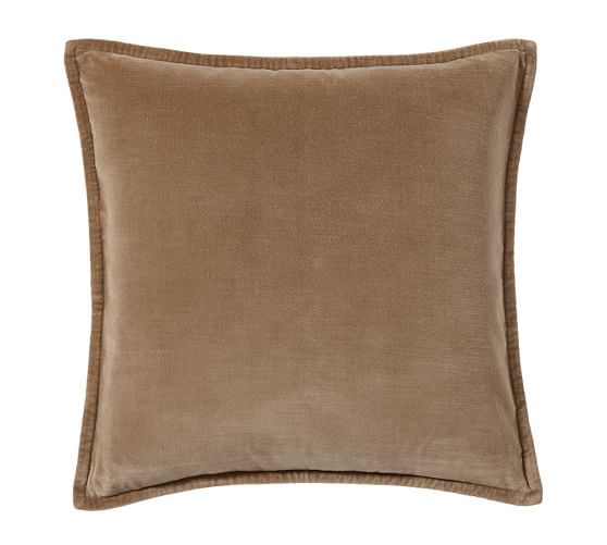 Washed Velvet Pillow Cover - Camel | Pottery Barn (US)