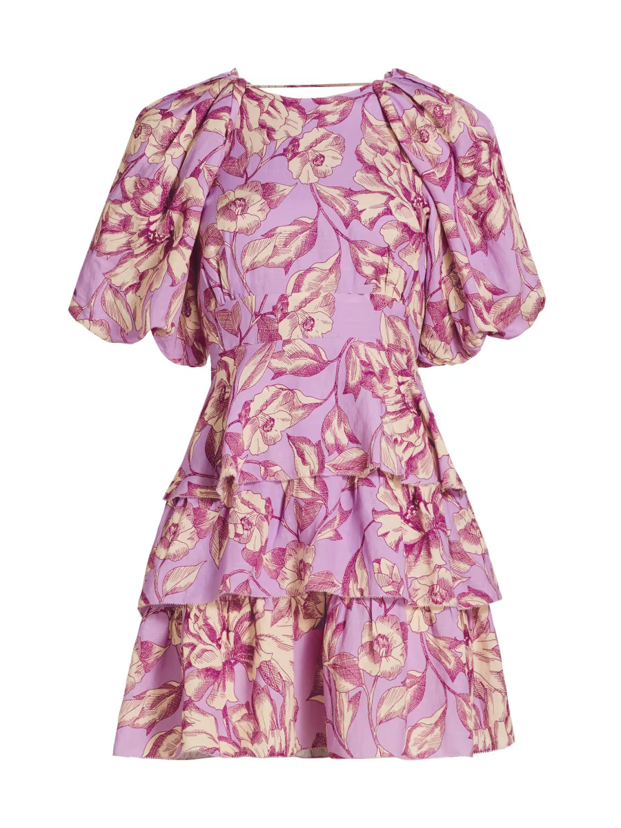 Reyna Floral Linen-Blend Minidress | Saks Fifth Avenue