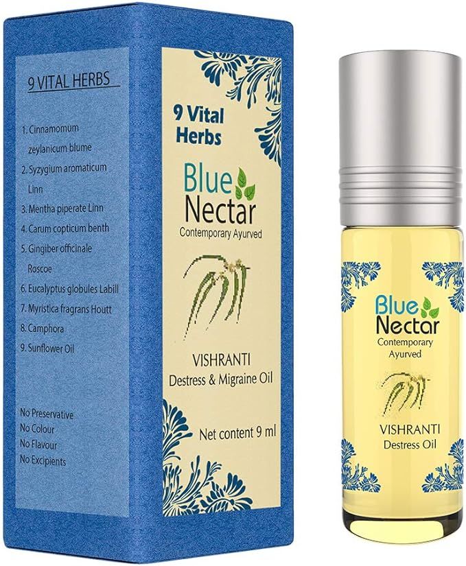 Blue Nectar Vishranti Migraine and Headache Relief Oil Roll on and Meditation Oil with Cinnamon, ... | Amazon (US)