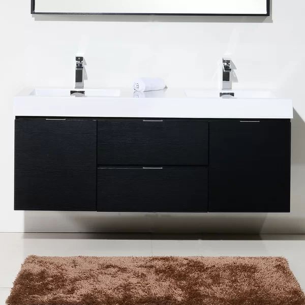 Tenafly 59" Wall-Mounted Double Bathroom Vanity Set | Wayfair North America