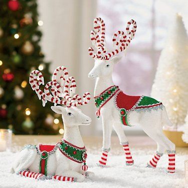 Katherine's Collection Peppermint Reindeer, Set of Two | Grandin Road