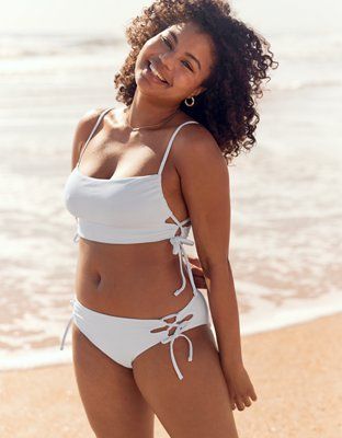 Aerie Pique Lace Up Bikini Bottom | American Eagle Outfitters (US & CA)