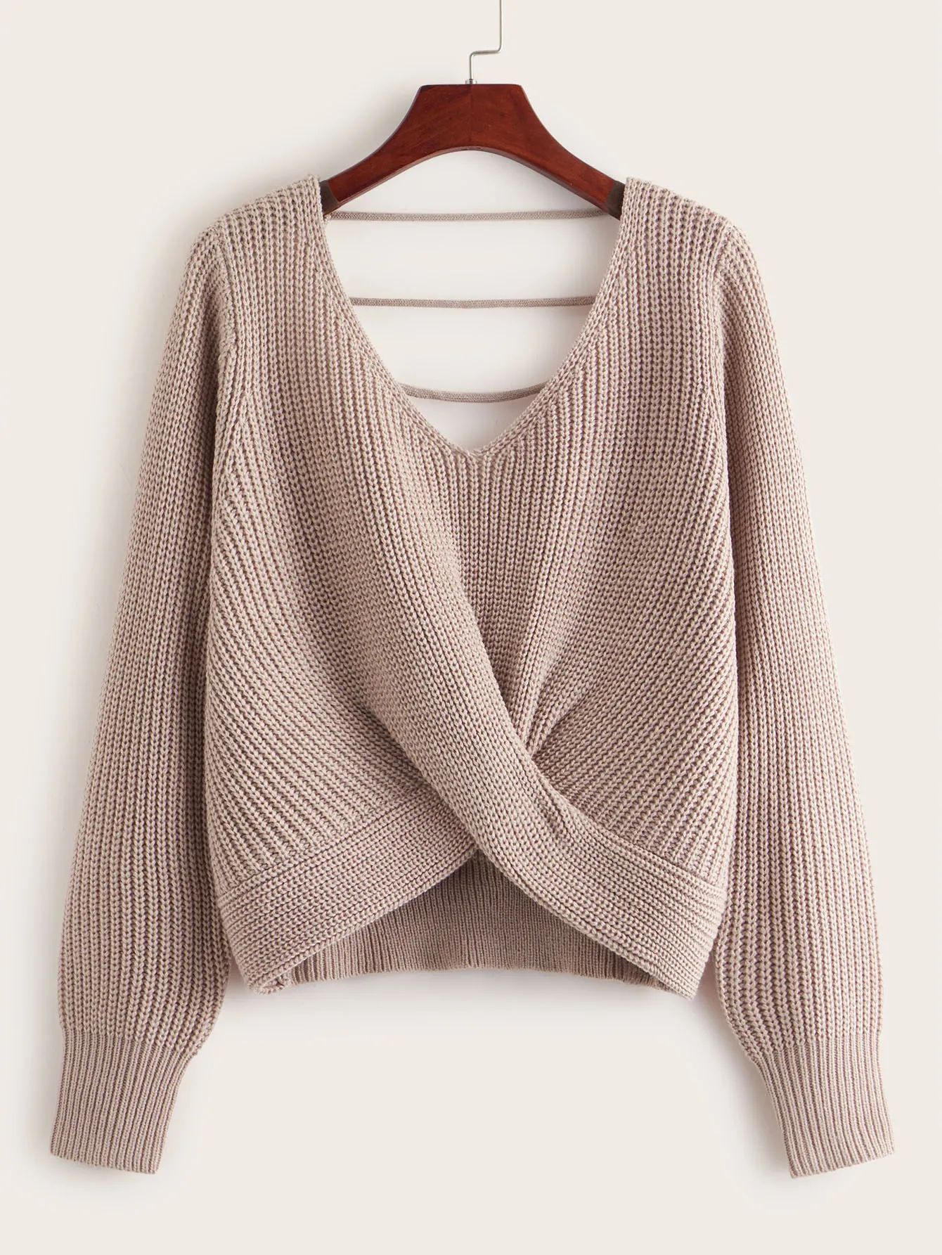 Twist Front Strappy Back Sweater | SHEIN