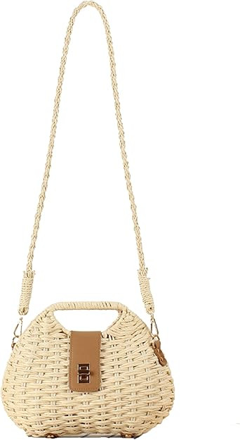 Straw Clutch Purses for Women Rattan Woven Beach Handbag Summer Purse with Detachable Strap Baske... | Amazon (US)