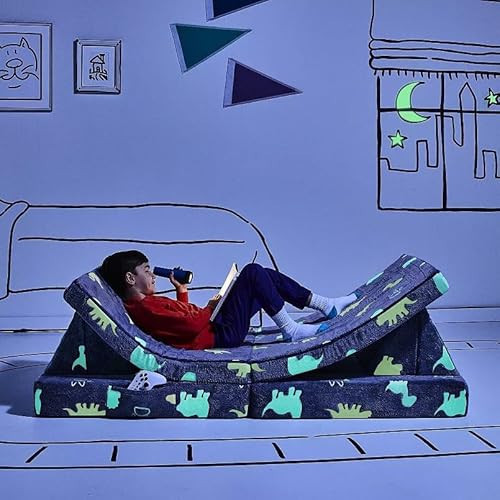 YOURIGAMI Kids and Toddler Play Couch, Convertible Folding Sofa, Durable Foam Modular Design, Glow in The Dark Dinosaur | Amazon (US)
