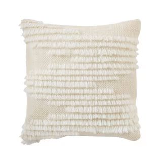 Home Decorators Collection Cream Fringe Textured 18 in. x 18 in. Square Decorative Throw Pillow S... | The Home Depot
