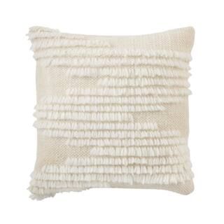 Home Decorators Collection Cream Fringe Textured 18 in. x 18 in. Square Decorative Throw Pillow S... | The Home Depot