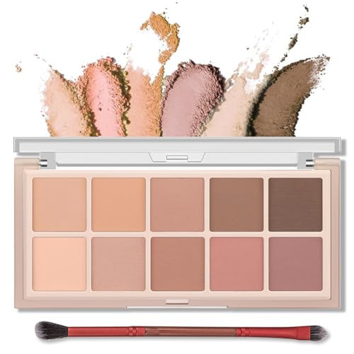 Erinde 10 Colors Nude Eyeshadow Palette, Matte Light Beige Brown Eye Shadow Makeup, Ultra-Blendable High Pigmented Long Lasting, Neutral Eye Make Up Pallet with Brush Travel Size Gift Kit, Milk Tea | Amazon (US)