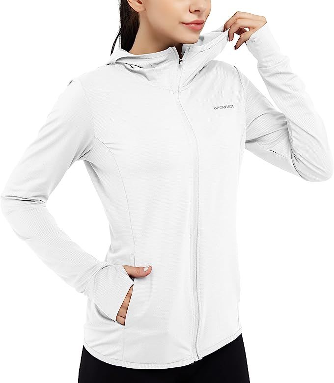 dpowien Women's Athletic Jacket Lightweight Long Sleeve UPF 50+ Hiking Shirts Full Zip Sun Protec... | Amazon (US)