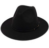 Click for more info about Lanzom Womens Classic Wide Brim Floppy Panama Hat Belt Buckle Wool Fedora Hat