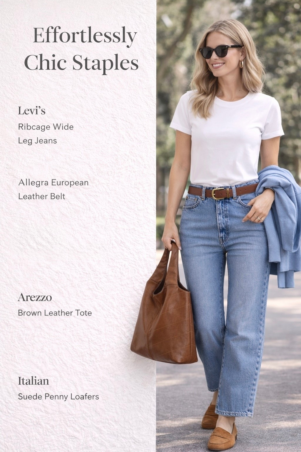 This is your cool girl off-duty uniform 💙

Clean, effortless, and just the right amount of styled—this outfit is proof that basics done right always win. The soft blue layer adds that elevated touch, while the caramel accessories bring warmth and polish.

✨ Why this works every time:
• White tee = fresh, clean base
• Relaxed denim = easy, lived-in feel
• Sweater drape = instant “I didn’t try but I did” energy
• Caramel tote + loafers = pulls the whole look together
• Gold accents + sunnies = effortless finish

It’s giving coffee run, errands, travel day… but still put together.

Minimal. Timeless. A little bit French.

#LTKStyle #EffortlessChic #MinimalOutfit #FrenchGirlStyle #LTKItBag

Comment SHOP below to receive a DM with the link to this post on my LTK ⬇ https://liketk.it/62hja #ltkover40 #ltktall #ltkmidsize

#LTKMidsize #LTKOver40 #LTKTall