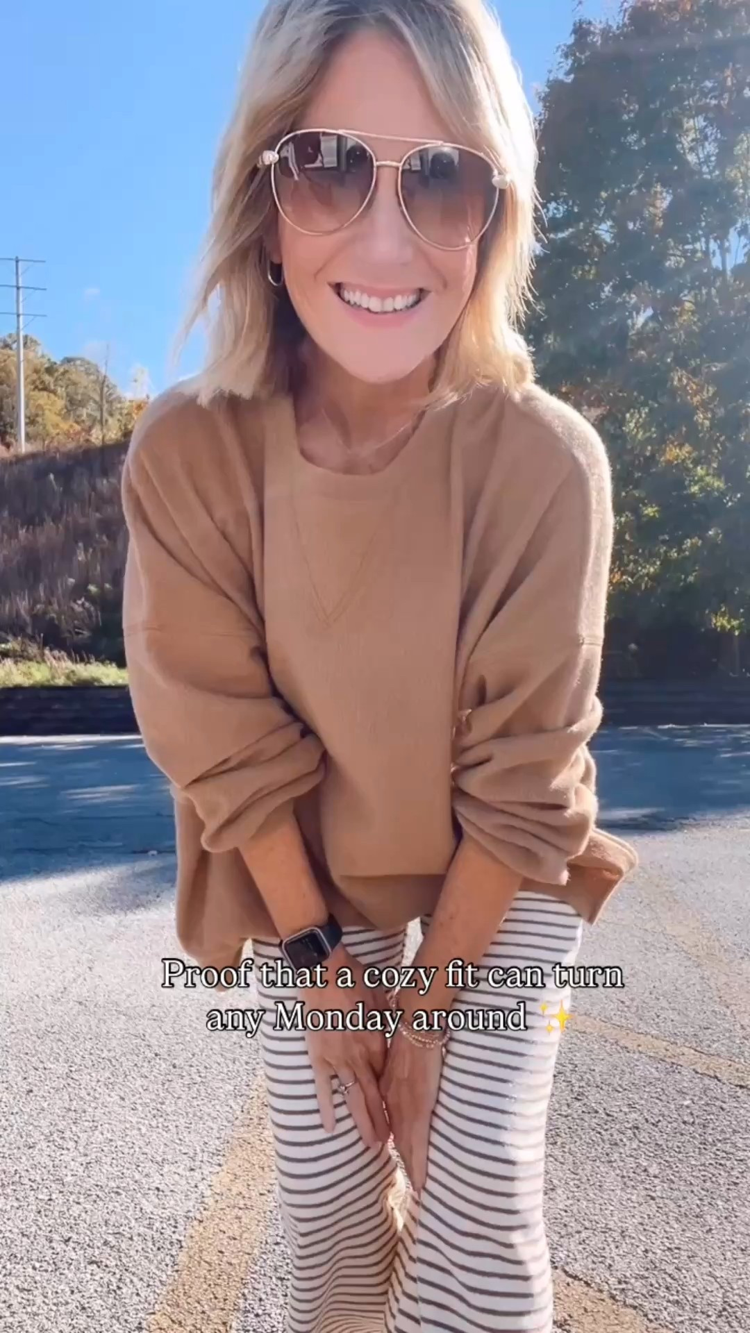 Oversized, soft, and so easy to wear.  This sweater and striped pants are so comfy. Wearing a small.

#LTKFindsUnder50 #LTKSeasonal #LTKActive