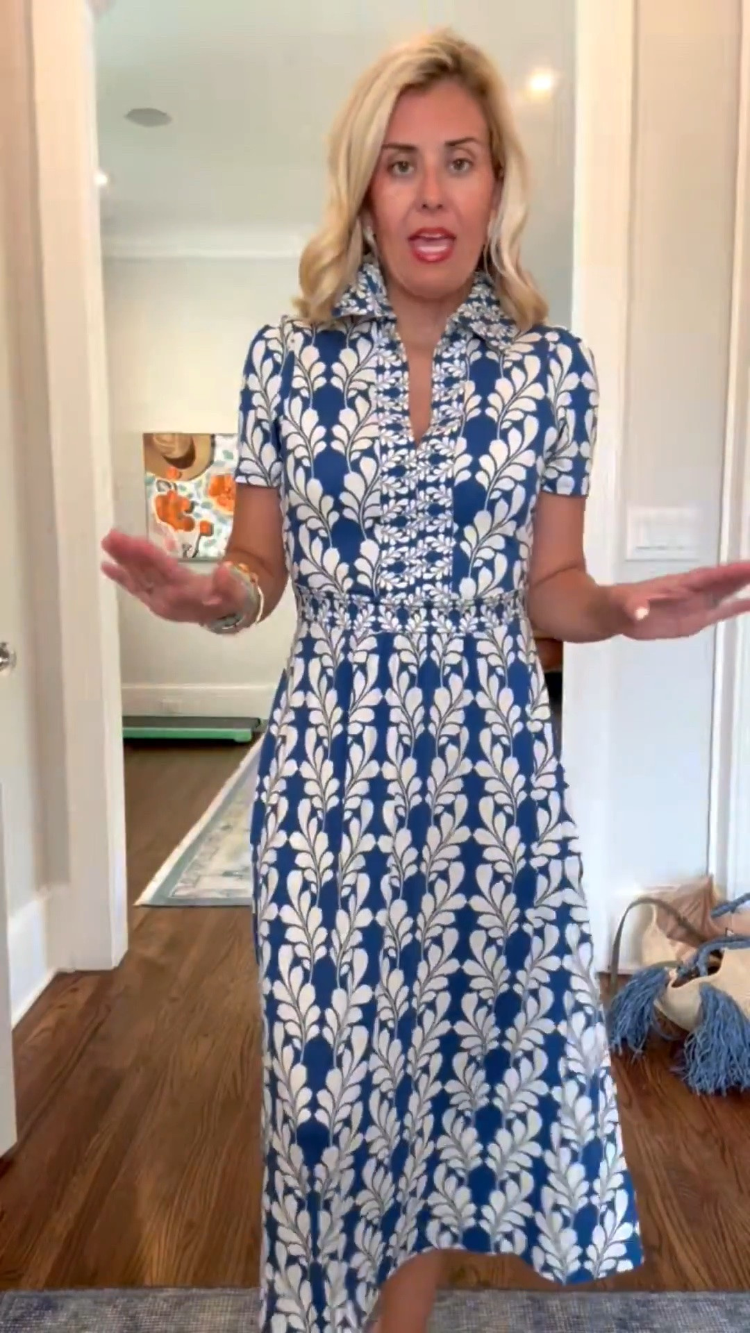 Such a great dress…it’s a jersey knit material, has pockets and the print is fabulous. I’m in a size 2 and 8 wedge tts. 

Codes: 
Boden - 3V6V 20% off
Allie + Bess - Catherine20