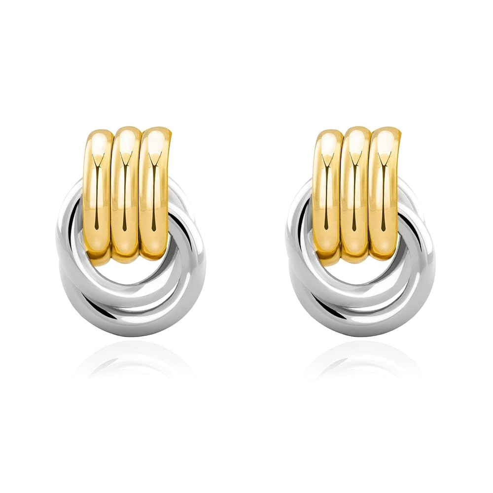 Chunky Small Knot Earrings Gold Silver Geometric Earrings for Women Dainty Gold and Silver Plated... | Amazon (US)