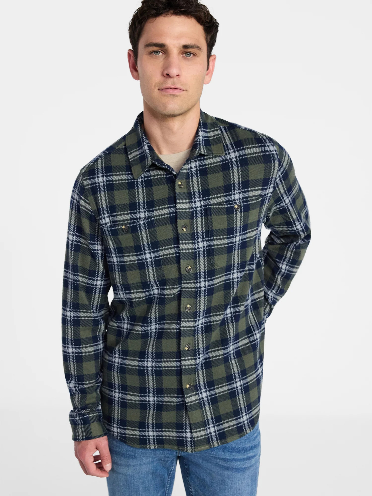 George Men's & Big Men's Knit Overshirt with Long Sleeves, Sizes S-3XL | Walmart (US)
