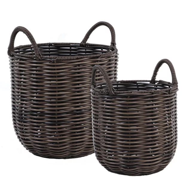 Better Homes and Gardens Wister 12 and 15 IN Rattan Planter Set | Walmart (US)