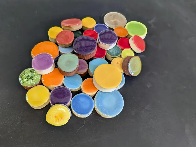 Handmade Various Sized Round Rainbow Color Fill in Tiles, Craft, Decorative, Tile Insert - Etsy | Etsy (Global)