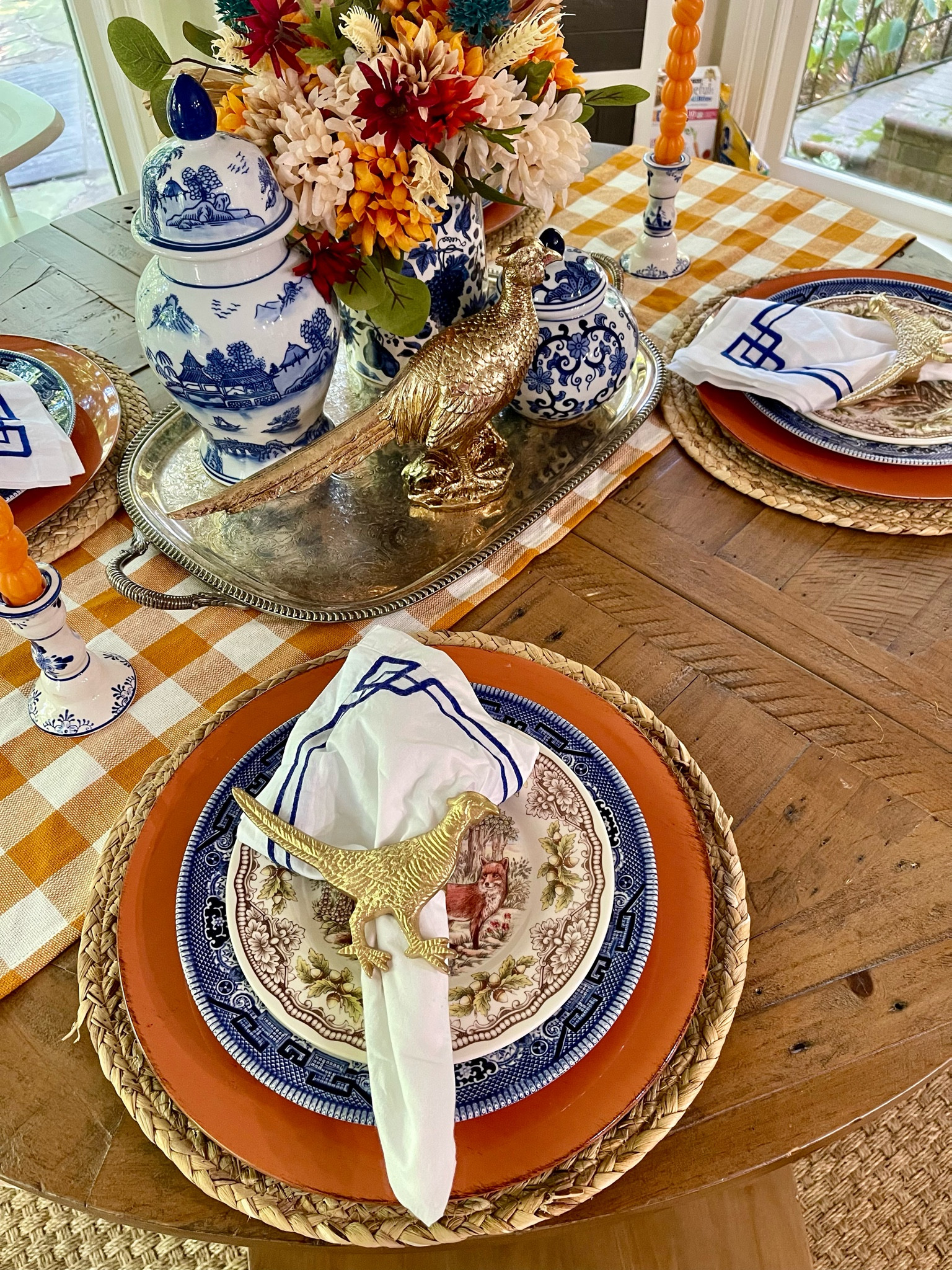 Fall decor, blue willow, Spode, fall table setting, kitchen decor, ginger jar, blue & white decor, round kitchen table 

#LTKHome #LTKFindsUnder100 #LTKFindsUnder50