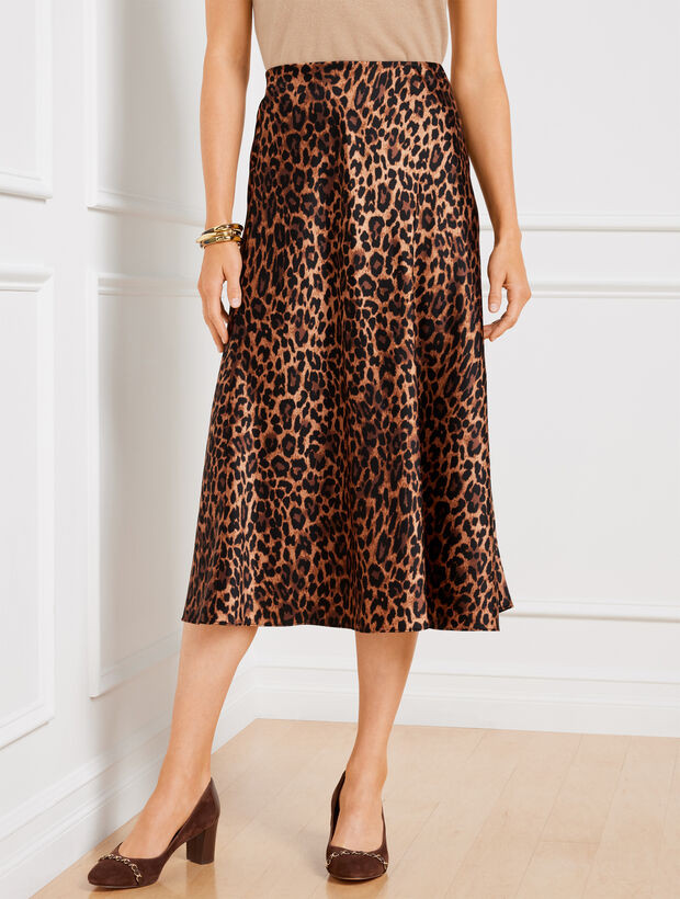 Satin Midi Skirt - Leopard | Talbots