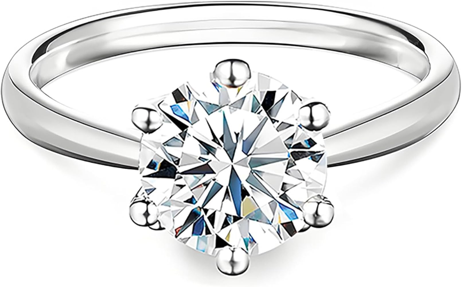 S925 Sterling Silver Moissanite Ring, 1-2ct Round Cut, Classic Six-Prong Band, White/Gold | Amazon (US)