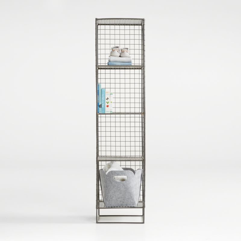 On the Grid Graphite Narrow 4-Cube Kids Bookcase + Reviews | Crate & Kids | Crate & Barrel