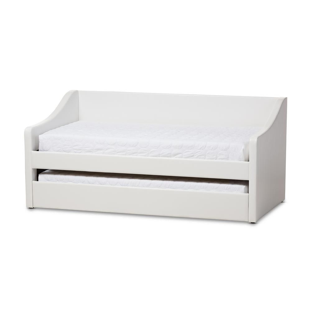 Baxton Studio Barnstorm Contemporary White Faux Leather Upholstered Twin Size Daybed | The Home Depot