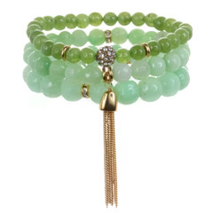 Green Color Karma Bracelet Set | Sequin