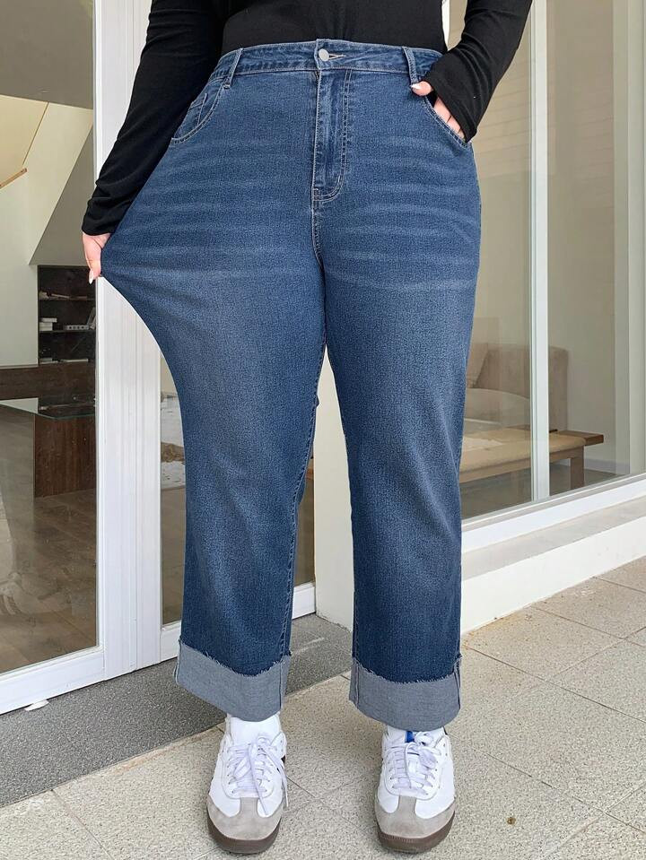 Dazy Plus Skinny Stretch High Ankle 7/8 Length Denim Jeans | SHEIN