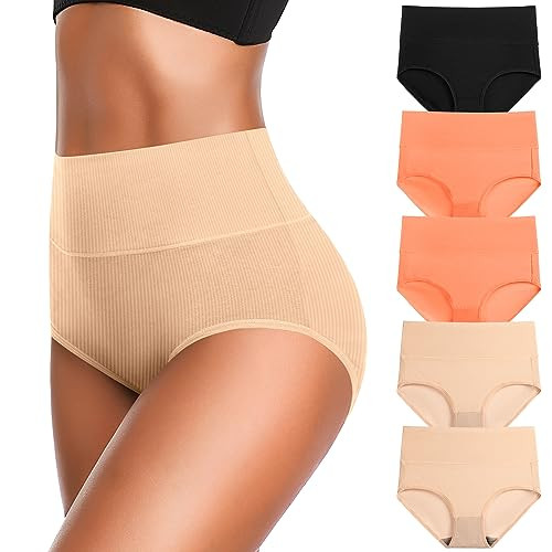 Women's High Waist Cotton Underwear Super Stretchy Briefs Full Coverage Panties Soft Women Pantie... | Amazon (US)
