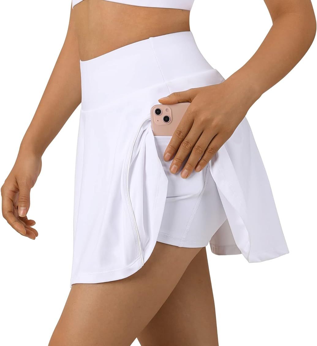 RUUHEE Women Pleated Tennis Skirt with Pockets High Waist Athletic Running Golf Skorts Skirts | Amazon (US)