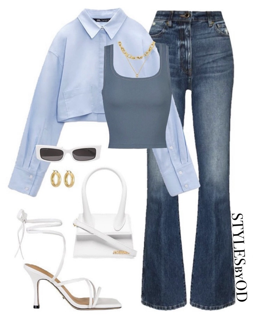 CASUAL CHIC STREET STYLE🏙️

The ultimate elevated daytime look for coffee runs, casual meetings, or weekend brunch⛅️

Layering a cropped light blue poplin button-down over a simple tank creates a high street style finish, paired with dark-wash high-rise flare jeans to elongate the silhouette. High-contrast crisp white accessories, strap heeled sandals, and rectangular sunglasses bring a clean, modern finish alongside chunky layered gold jewelry✨

#LTLsale fall outfits woman, business casual workwear, #LTKfashion

#LTKstyletip #LTKjeans #LTKFashionMonth #LTKeurope #LTKworkwear