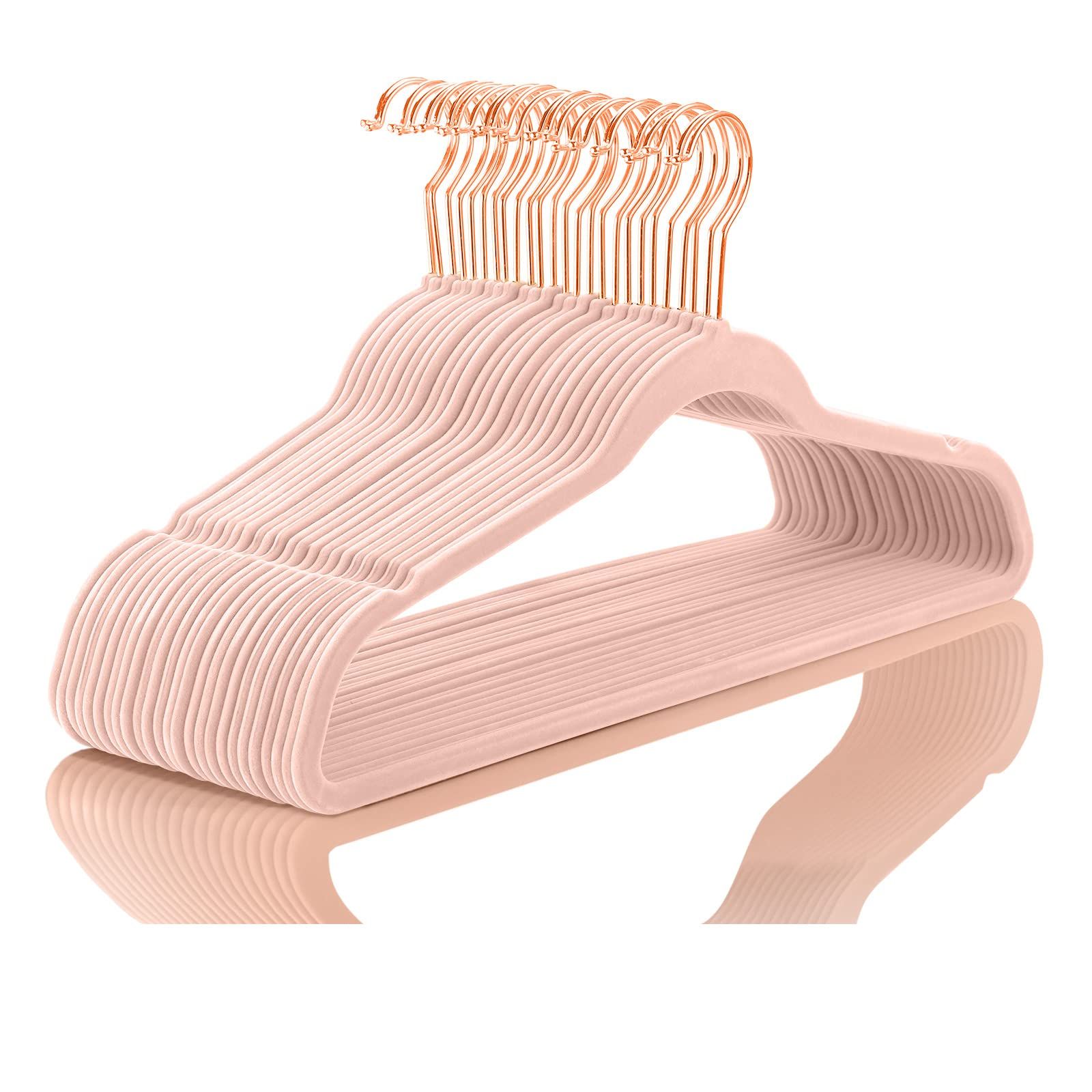 Premium Velvet Hangers (Pack of 50) Heavyduty - Non Slip - Velvet Suit Hangers Blush Pink - Coppe... | Amazon (US)