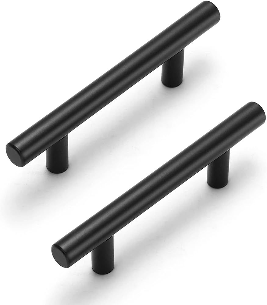 Estmoon 30 Pack 3" Hole Centers Cabinet Handles Matte Black Cabinet Pulls Stainless Steel Black D... | Amazon (US)
