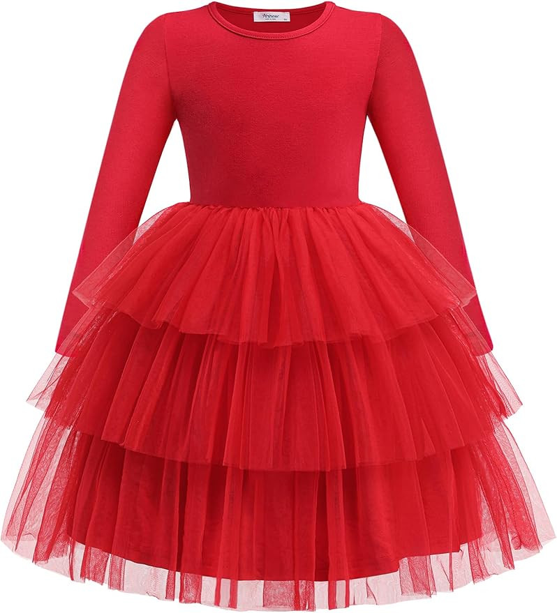 Arshiner Toddler Tutu Dress Girls Long Sleeve Fall Winter Tiered Formal Party Tulle Dresses for K... | Amazon (US)