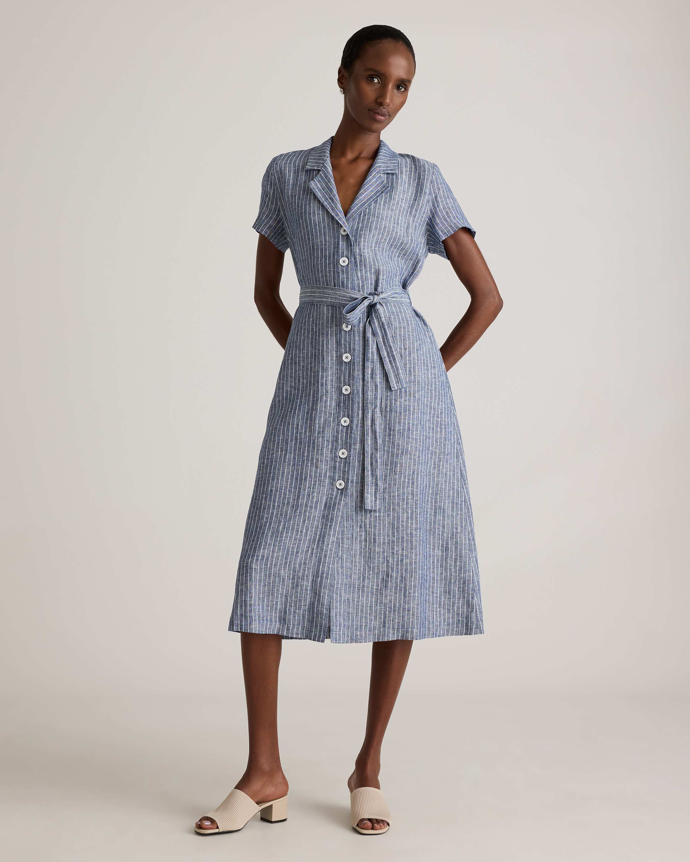 100% European Linen Button Front Dress | Quince