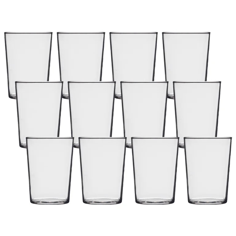 Mainstays Arabella Drinking Glass, 16 oz Clear Tumbler, Set of 12 | Walmart (US)