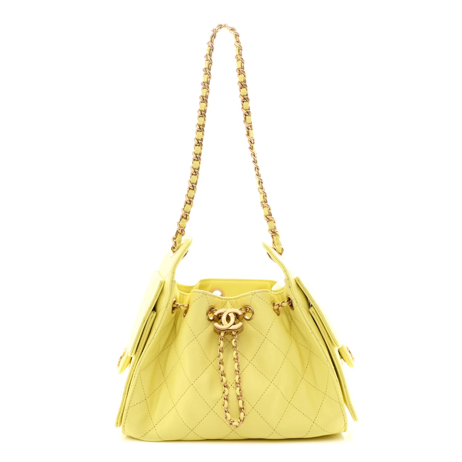 Chanel Caviar Quilted Mini Chanel 25 Handbag Light Yellow 1820082 | FASHIONPHILE (US)