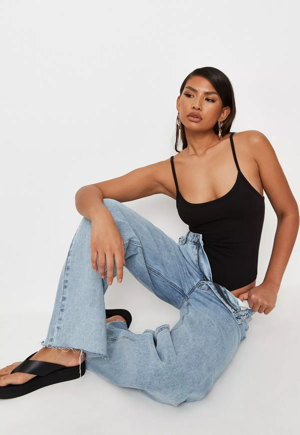 Missguided - Black Rib Strappy Cami Bodysuit | Missguided (US & CA)