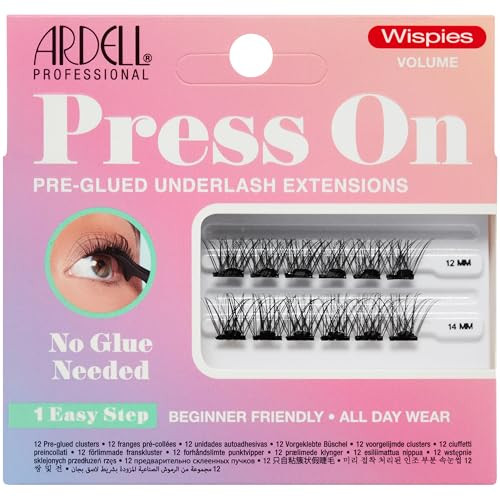Ardell Press On Pre-Glued Eyelash Extension - Wispies Volume, Customizable DIY Lash Clusters, All-Day Wear, 12mm and 14mm Individual Lashes, 12 Count | Amazon (US)