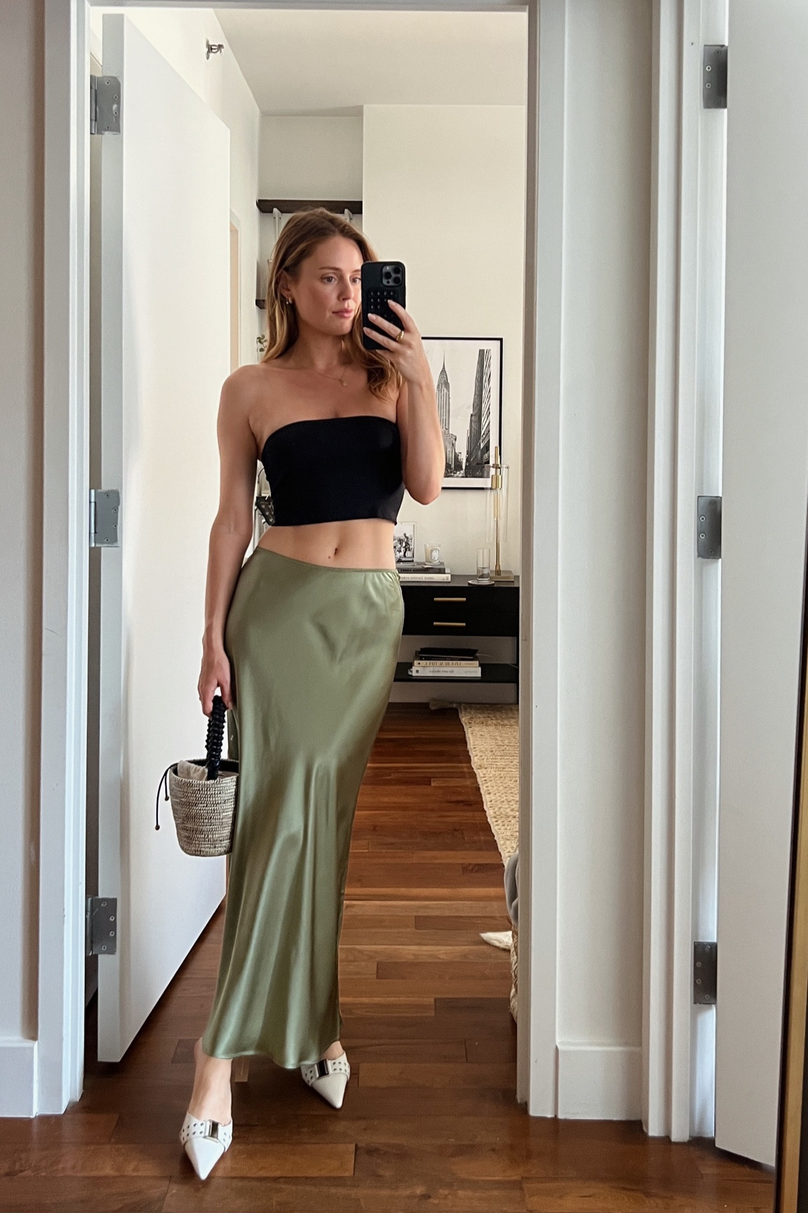 Styling this green silk midi skirt different ways 

#LTKstyletip