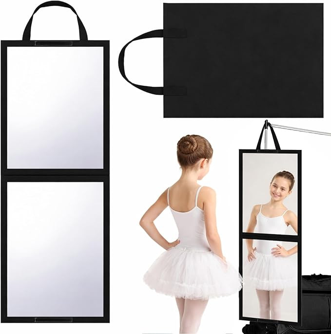 Foldable Portable Full Length Mirror for Dancer, Camping, Travel Black 33.5" x 13.4" Portable Han... | Amazon (US)